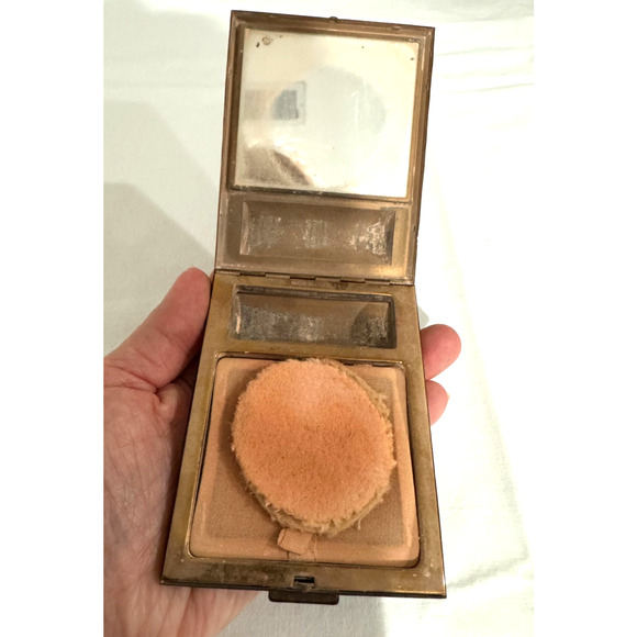 Vintage Eiffel Tower Powder Compact Tortoise Made In France Art Deco w Mirror - Picture 6 of 10